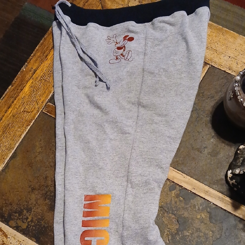Disney Gray and Black Mickey Mouse Capri Joggers